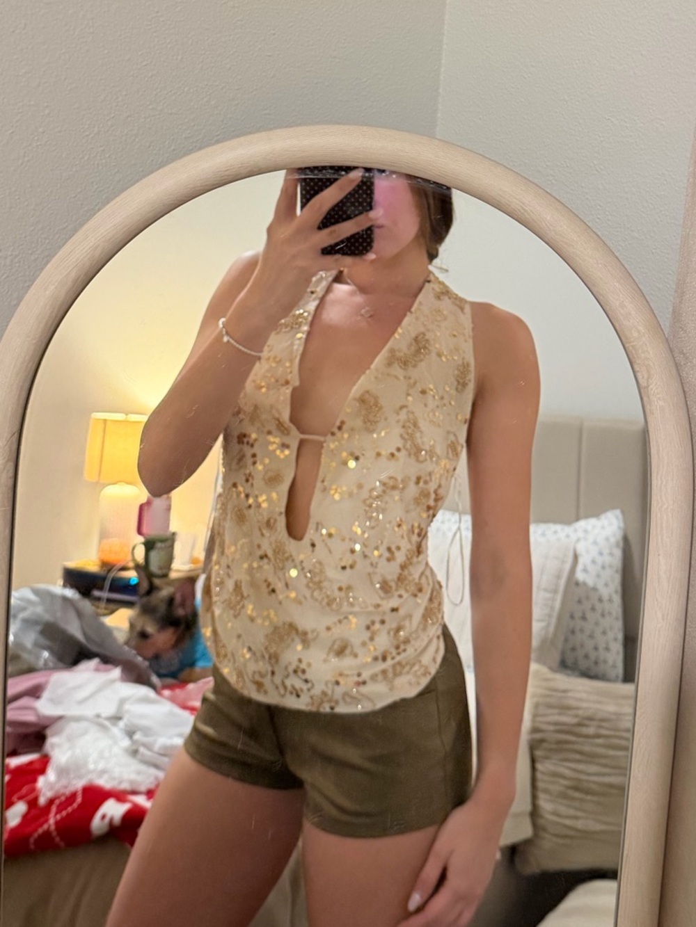 12th Tribe Sunset Ivory Halter Top Size SS